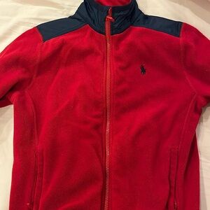 Red Polo Ralph Lauren Boys Fleece. navy detail size 10 12 Medium